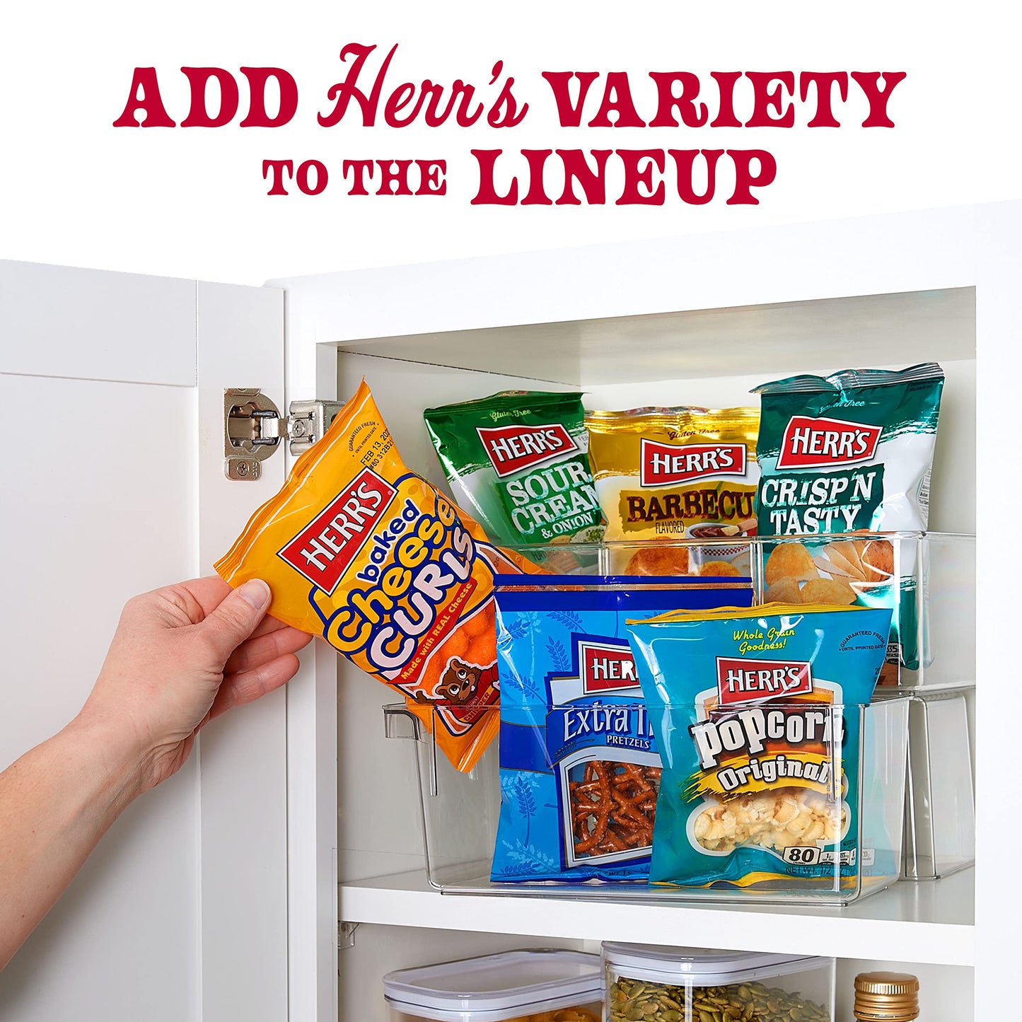 Herrs Snacks Variety Pack, Potato Chips, Pretzels, Popcorn, Cheese Curls, 26Oz Box (28 Bags)