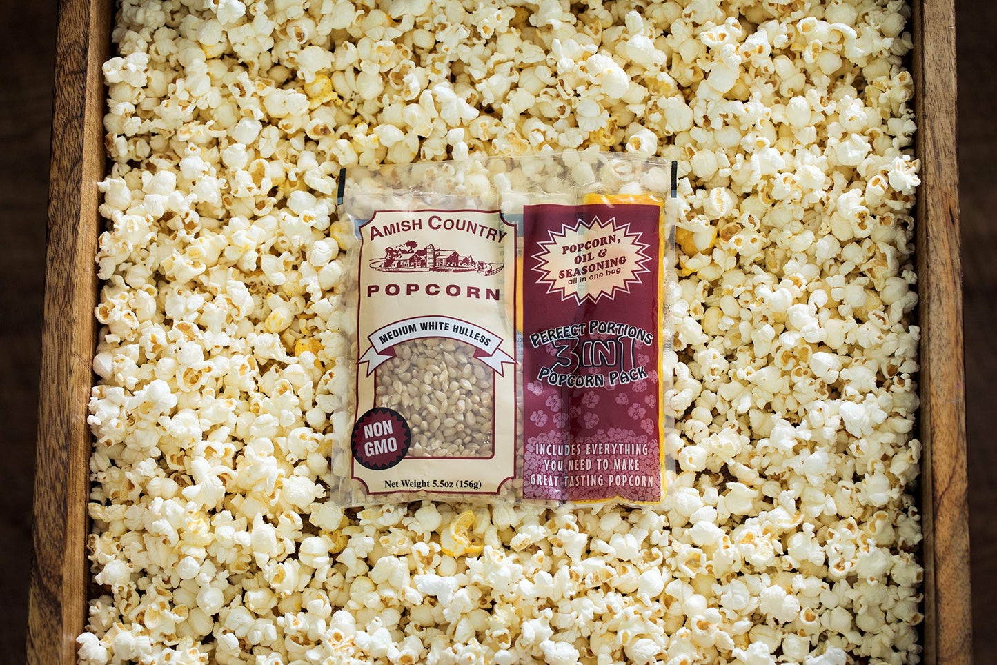 Amish Country Popcorn | All-In-One Medium White Kernel Popcorn Packs | Pre-Measured For Popcorn Machines And Includes Hulless Po