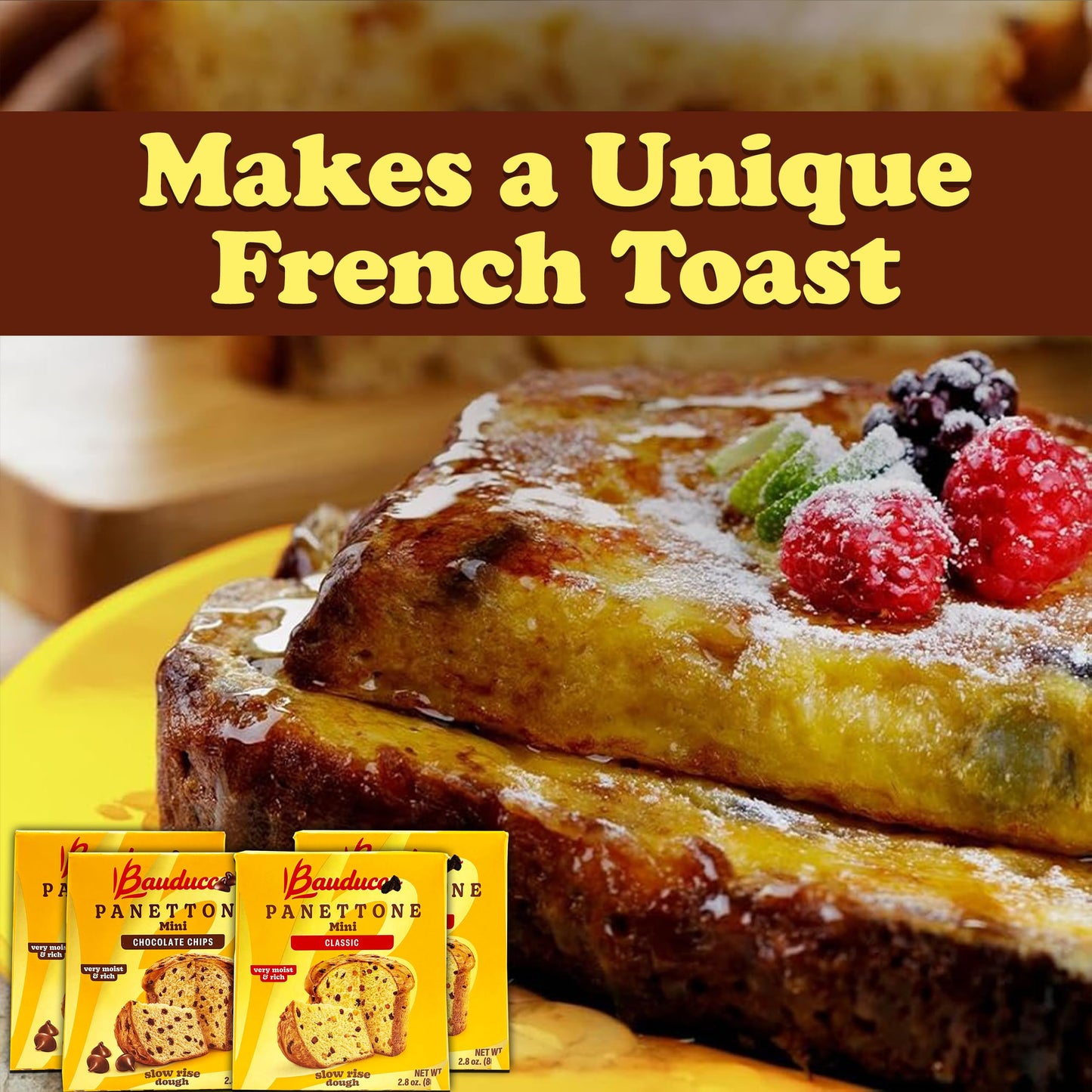 Panettone Cakes Variety Pack, 4 Pack (2.8 Oz Each), Individually Wrapped Mini Classic Sweet Bread, Classic Moist Fresh Fruit And