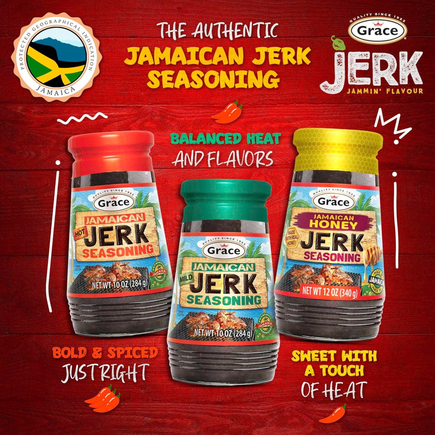 Grace Jamaican Mild Jerk Seasoning (Two 10 Oz Jars) - Mild Jamaican Style - Caribbean Jerk For Chicken & Oxtail