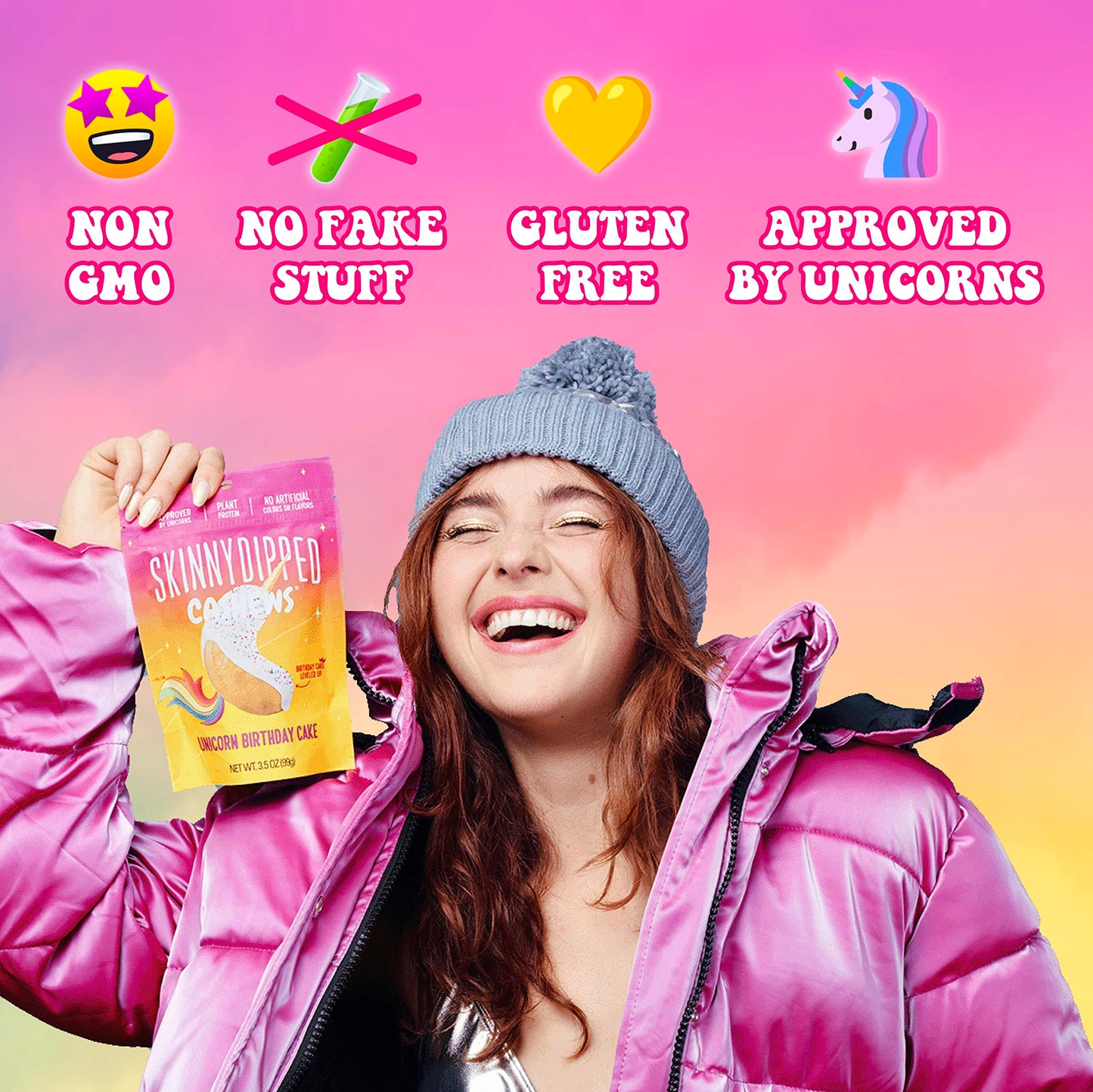 Skinnydipped Unicorn Birthday Cake Cashews, Healthy Snack, Plant Protein, Gluten Free, Resealable Bags, 3.5 Ounce (Pack Of 5)