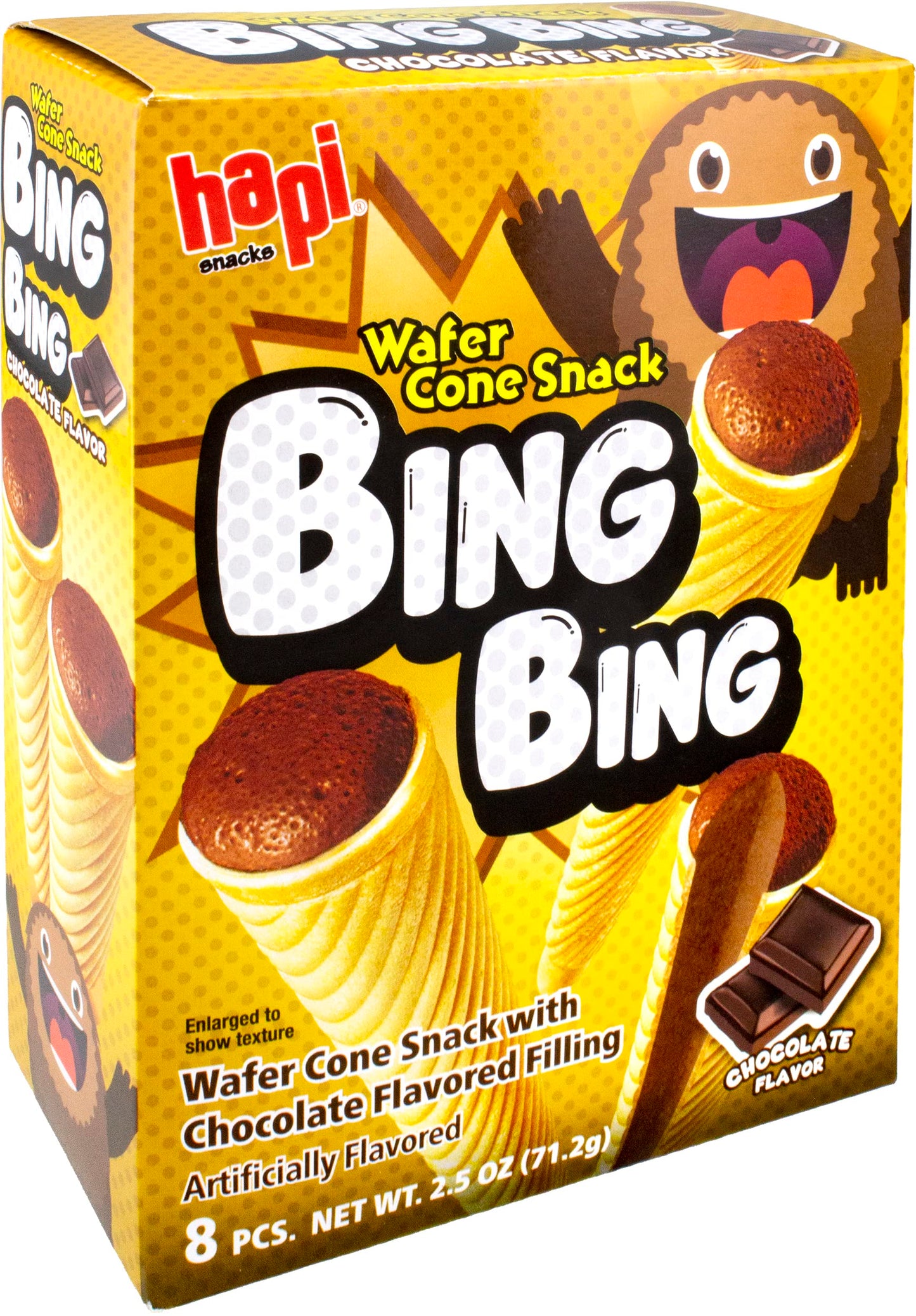 Hapi Bing Bing Crispy Cone Snack, Chocolate Flavor, 2.5 Oz