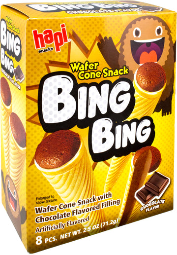 Hapi Bing Bing Crispy Cone Snack, Chocolate Flavor, 2.5 Oz