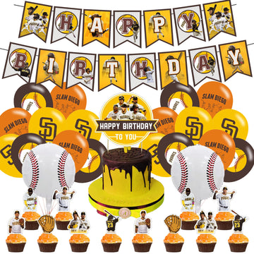 Baseball Team San-Diego Party Decorations,Birthday Party Supplies For Baseball Team San-Diego Party Supplies Includes Banner - C