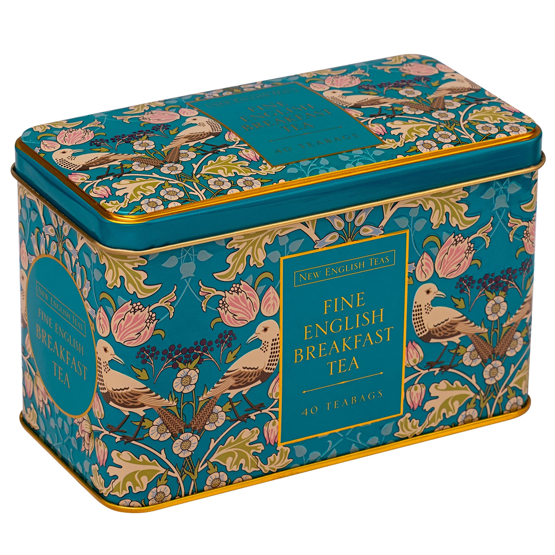 New English Teas Song Thrush & Berries Tea Tin with 40 English Breakfast Teabags