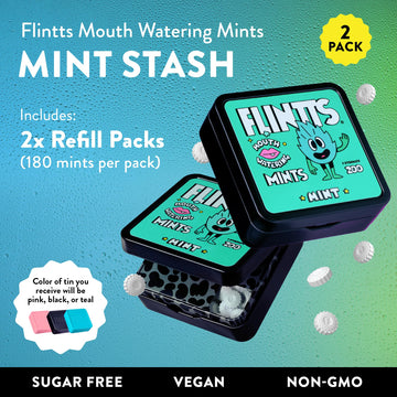 Flintts Mints Mint Stash (2X Refill Mint) - Sugar Free & Vegan, Mouth Watering & Sparkling Breath Freshener Mints For Oral Healt