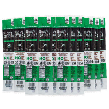Nicks Sticks Free Range Turkey Snack Sticks, Gluten Free, 1.7oz Pack of 25, Model 2-025, Paleo, Keto, Whole30 Approved