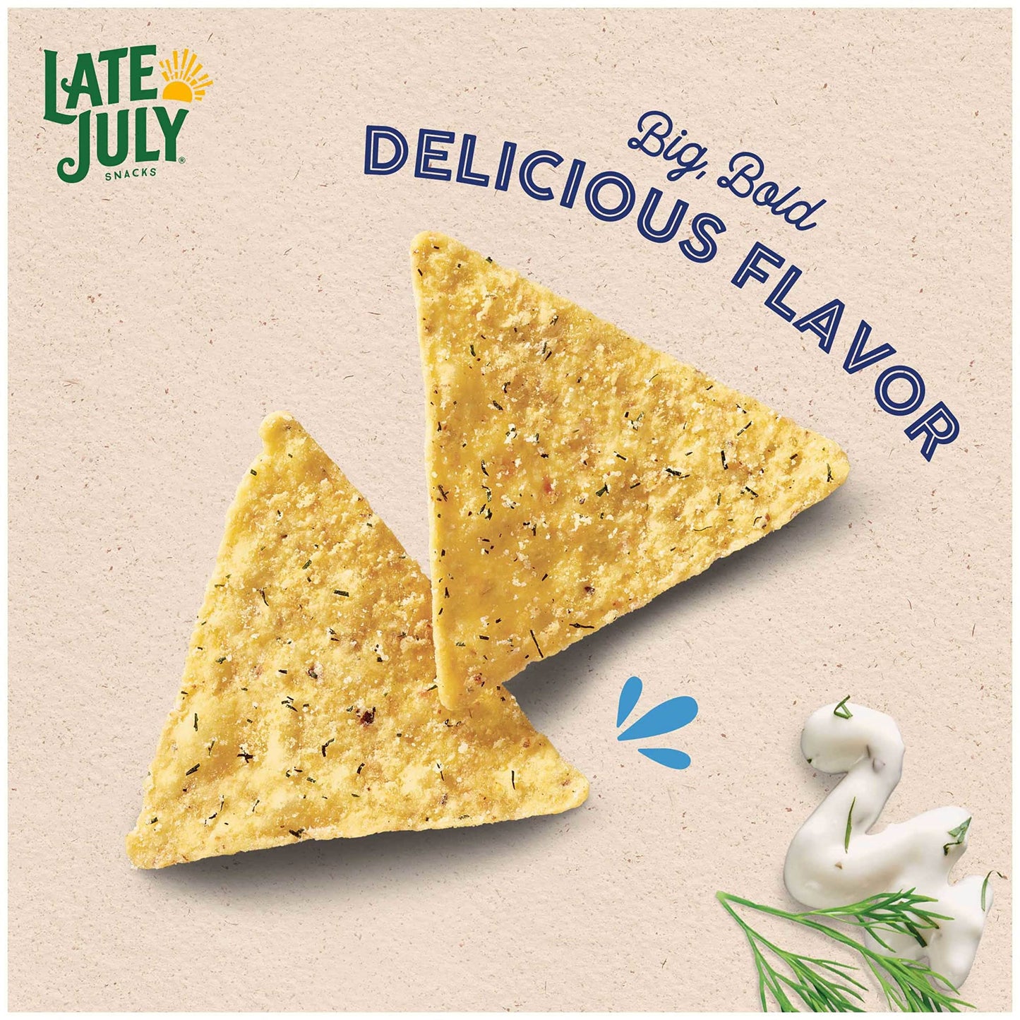 Late July Snacks, Garden Ranch Tortilla Chips, 7.8-Oz. Bag (Pack Of 12)