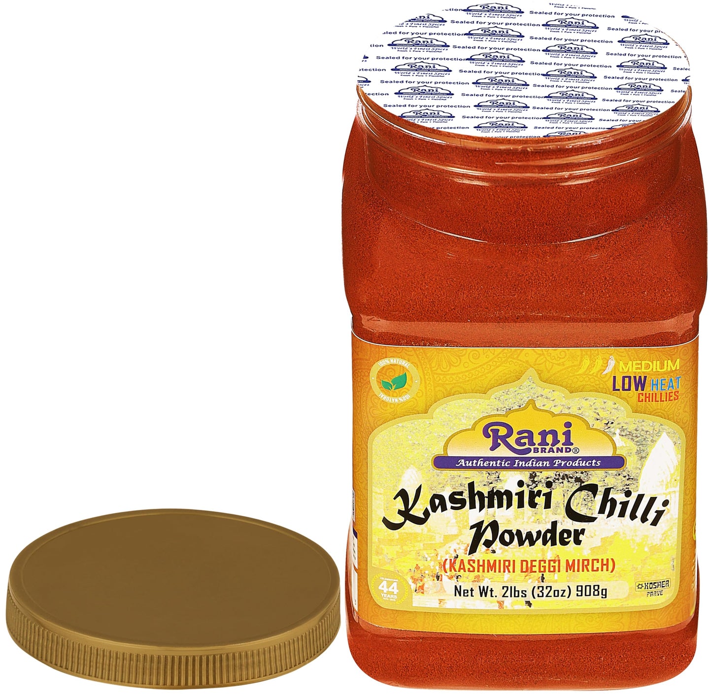 Rani Kashmiri Chilli Powder (Deggi Mirch, Low Heat) Ground Indian Spice 32Oz (2Lbs) 908G Pet Jar ~ All Natural | Salt-Free | Vegan | Kosher | Gluten Friendly