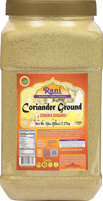 Rani Coriander Ground Powder (Indian Dhania) Spice 80Oz (5Lbs) 2.27Kg Bulk Pet Jar ~ All Natural | Salt-Free | Vegan | No Colors | Gluten Friendly | Non-Gmo | Indian Origin