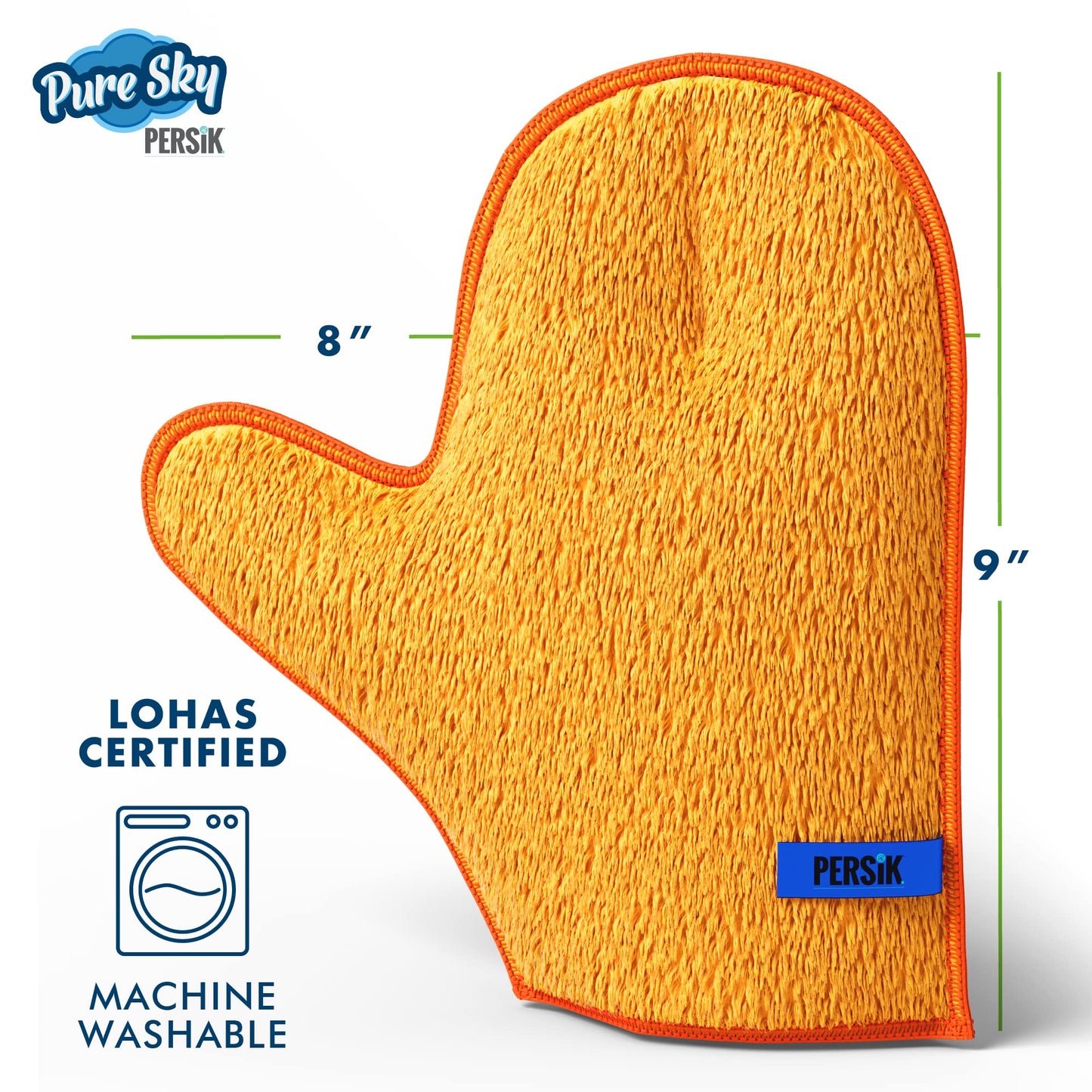Persik Pure-Sky Microfiber Glove Dusting Mitt - Ultra Microfiber Cleaning Cloth Glove - Just Add Water No Detergents Needed - Us