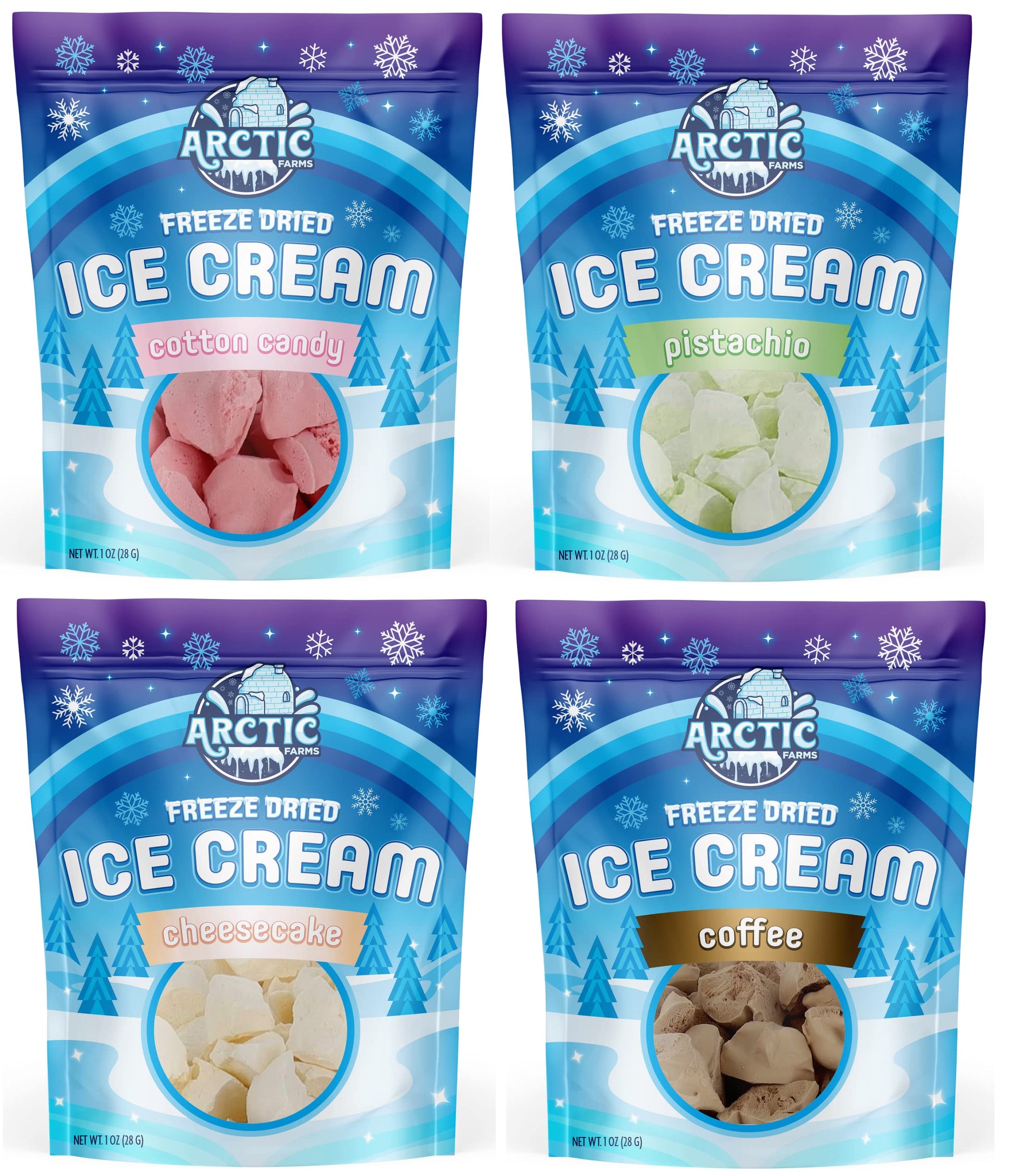 Arctic Farms Freeze Dried Ice Cream That Does Not Melt (Variety Pack Of 4)