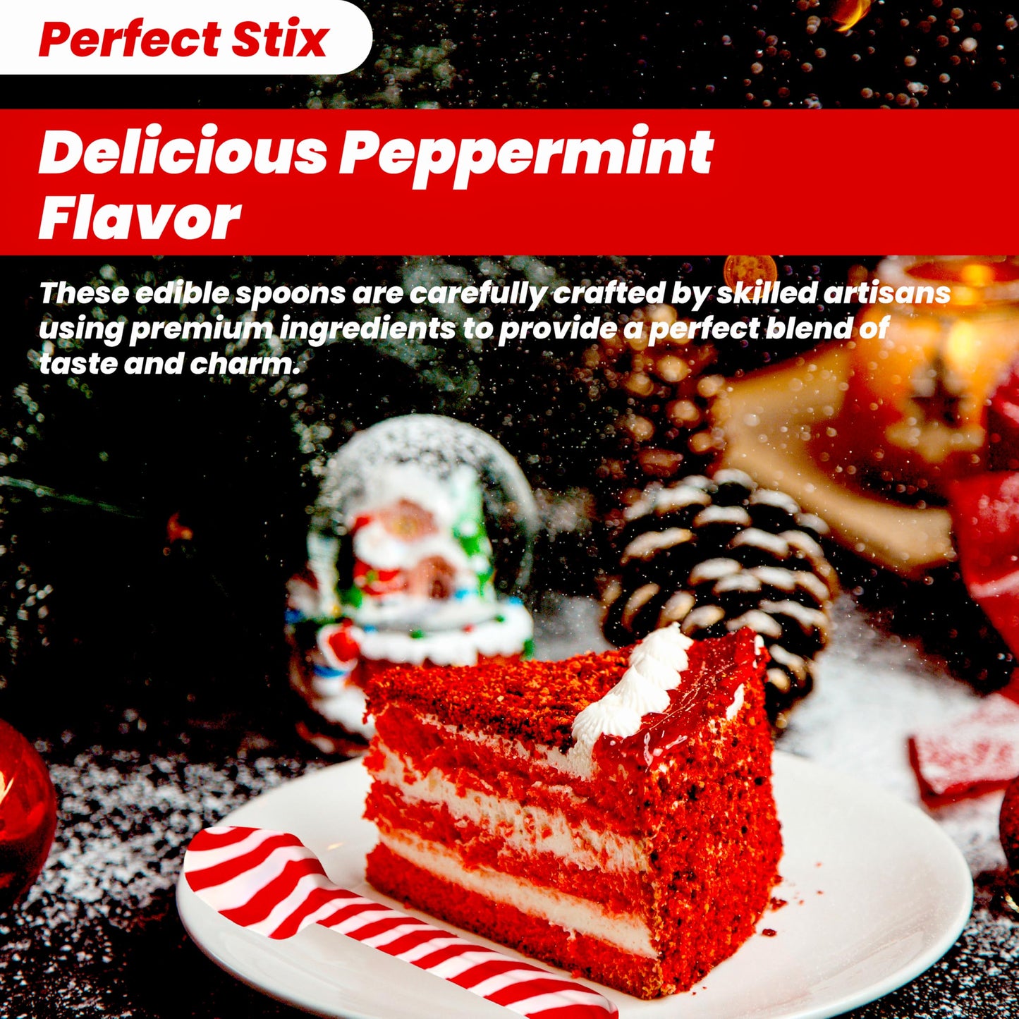 Perfect Stix Christmas Candy Cane Peppermint Spoonz.Edible Stirring Beverage Spoonz. Hot Chocolate Cocoa Tea Coffee Cocktail.Holiday Christmas Spoonz. Pack of 12 Spoonz.