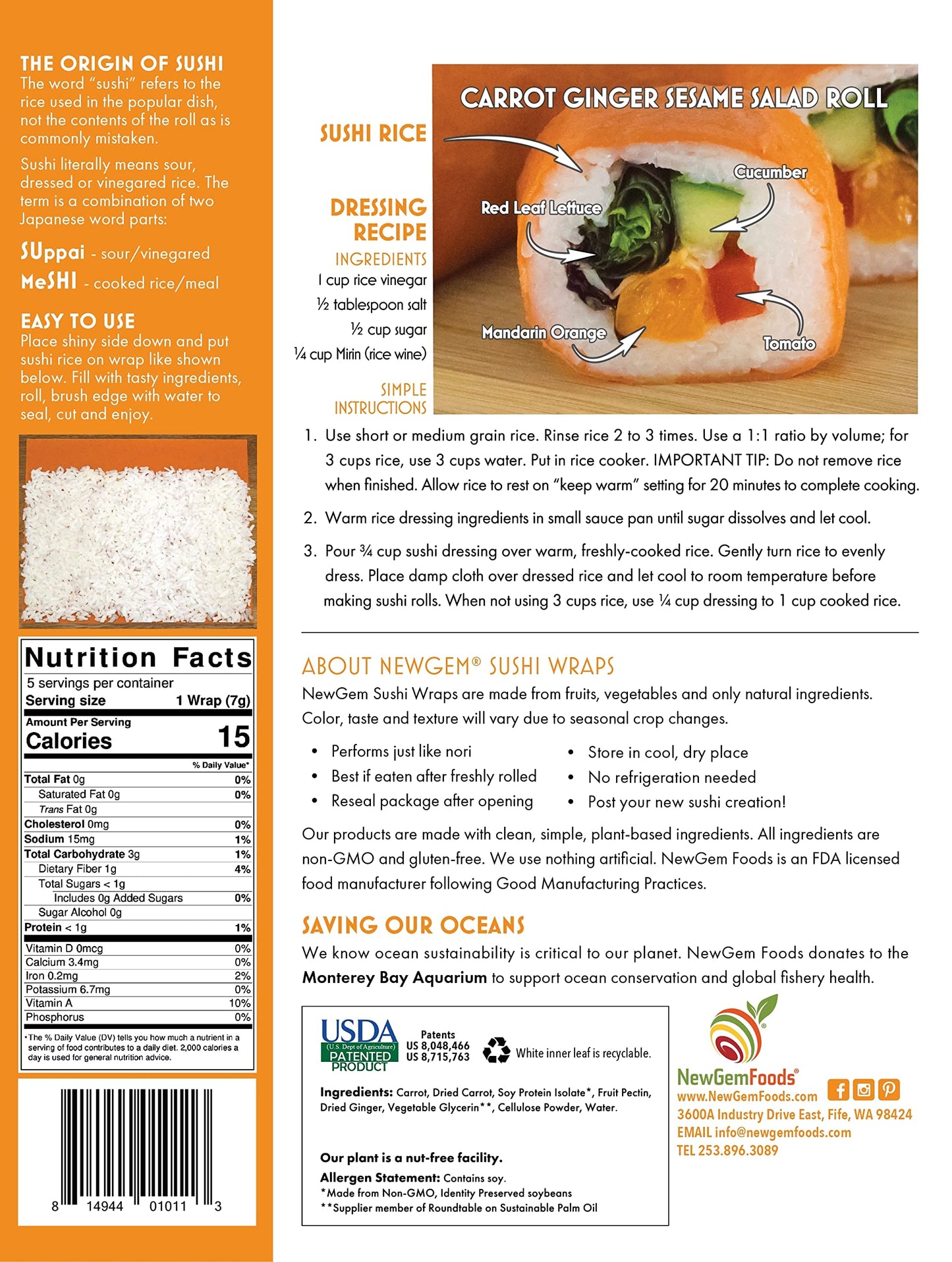 Carrot Ginger Sushi Wraps