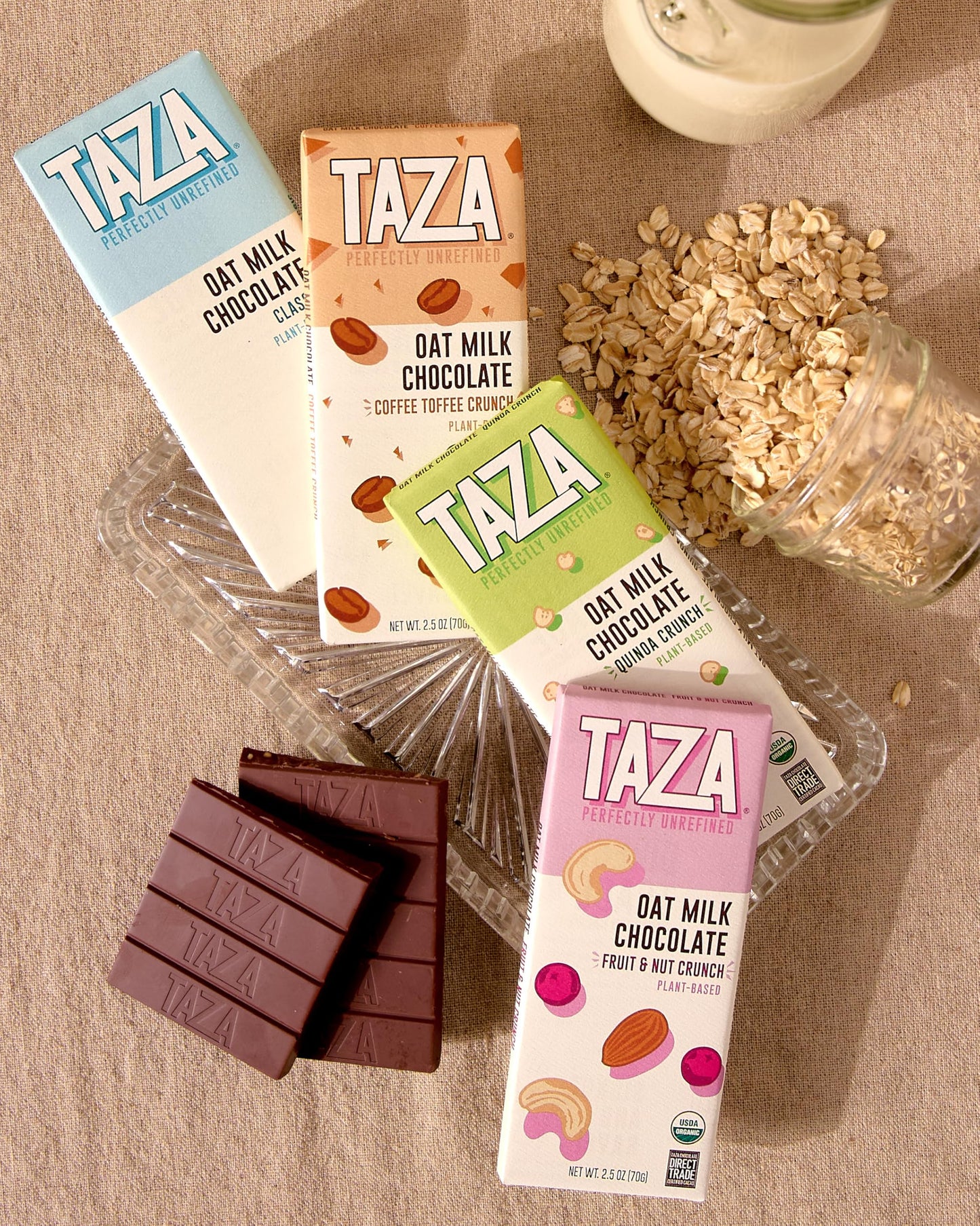Taza Chocolate Organic Oat Milk Chocolate Bar Variety Pack Bundle  2.5 oz (4 count)  Vegan