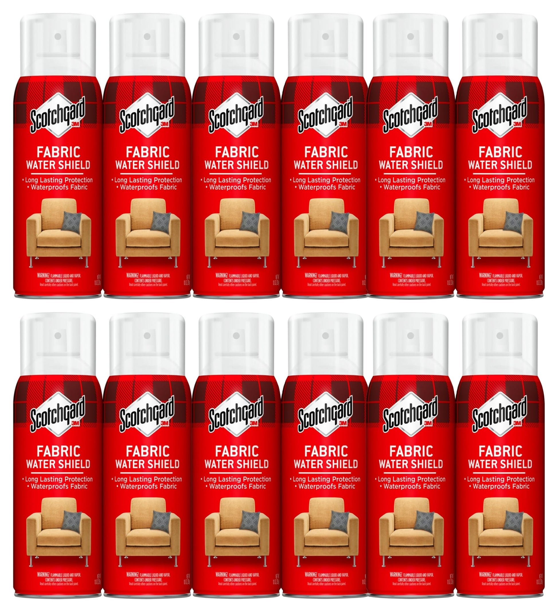 Scotchgard Fabric & Upholstery Protector, Repels Liquids, Blocks Stains, 12 Cans, 120 Ounces Total
