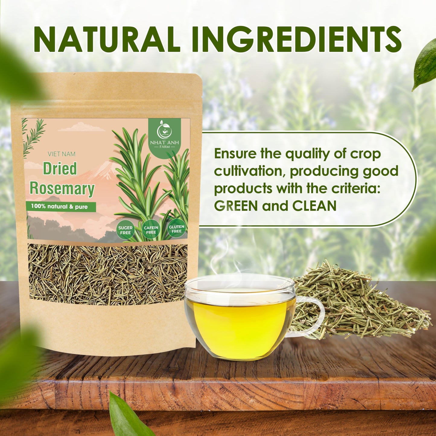 NHAT ANH FARM Dried Rosemary Leaves, 100% Natural & Pure, 3.5oz, Sugar/Caffeine/Gluten Free Seasoning