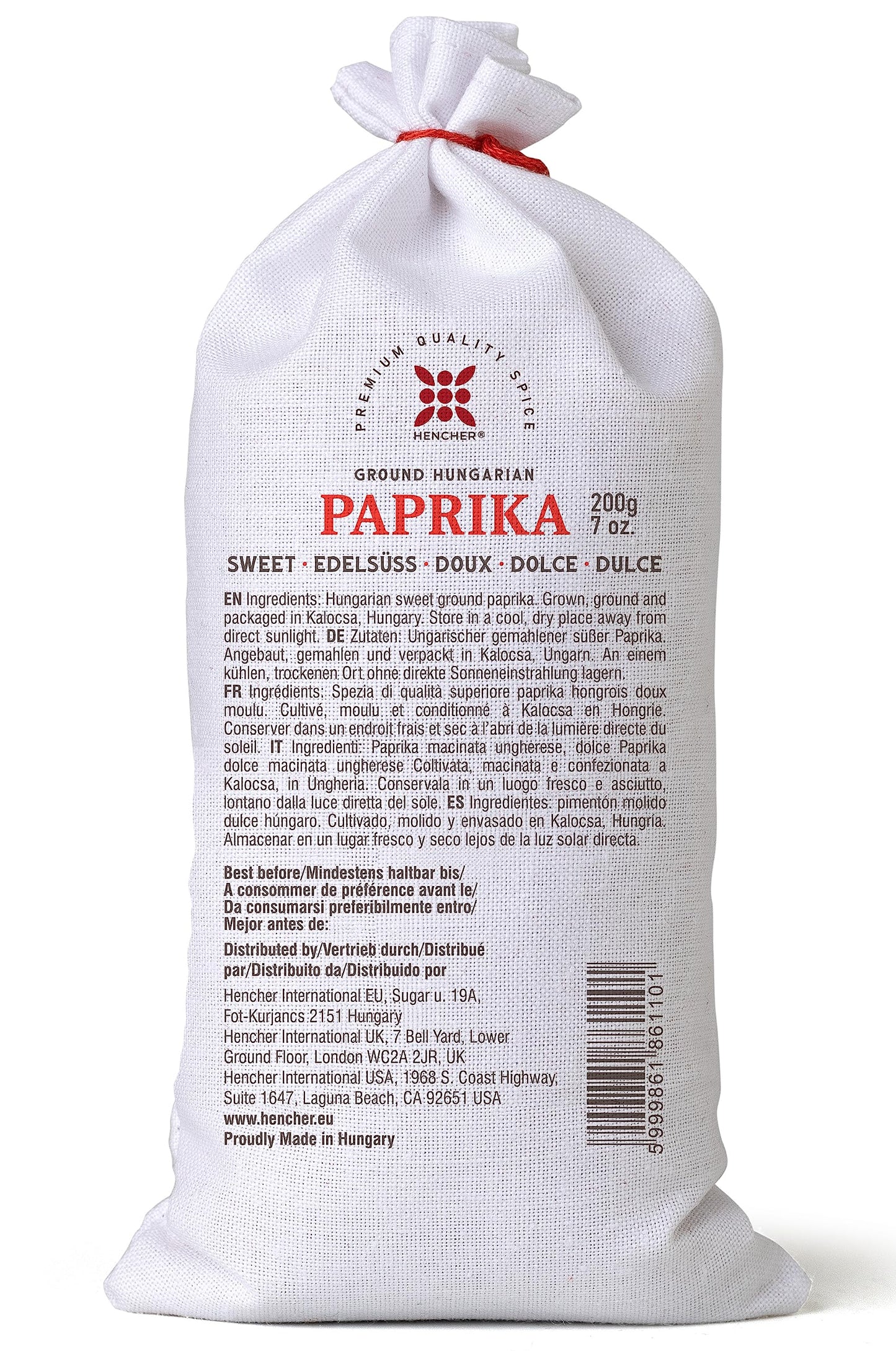 Hungarian Paprika (7Oz, Sweet) Imported From Kalocsa, Hungary, In Canvas Bag, Incredible Flavor
