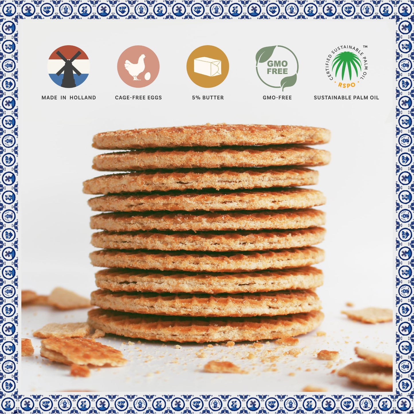 Le Chic Patissier 150 Caramel & Vanilla Stroopwafels Soft Toasted Pack of 15 (11.11oz each) Original Dutch Caramel Waffle Recipe
