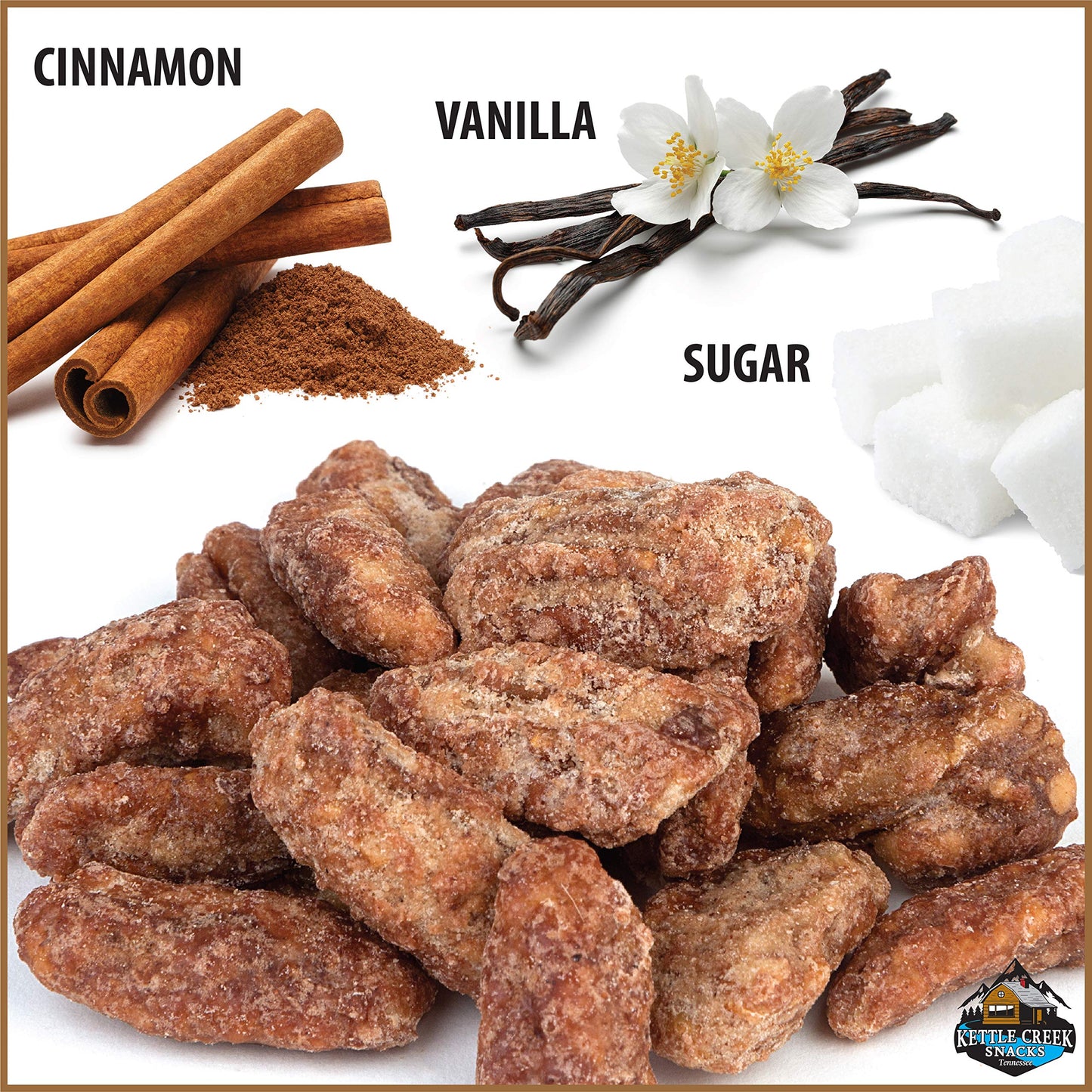 Kettle Creek Snacks Cinnamon Roasted Pecans Non Gmo 1 Lb Bag (1 Lb (Pack Of 1))