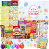Easter Snack Box (72 Count) Filled with Candy, Snacks, Treats and Plush Easter Bunny, Great Package for Family, Friends, Kids, B