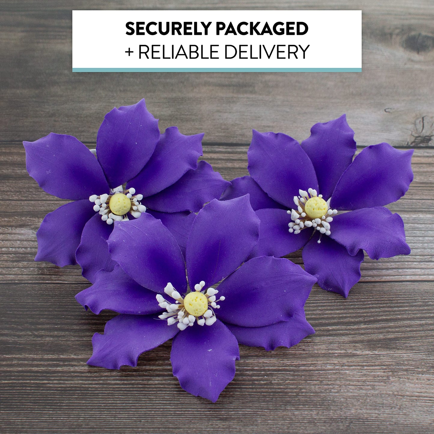 Global Sugar Art Clematis Sugar Cake Flowers, Light Purple, 3 Count by Chef Alan Tetreault