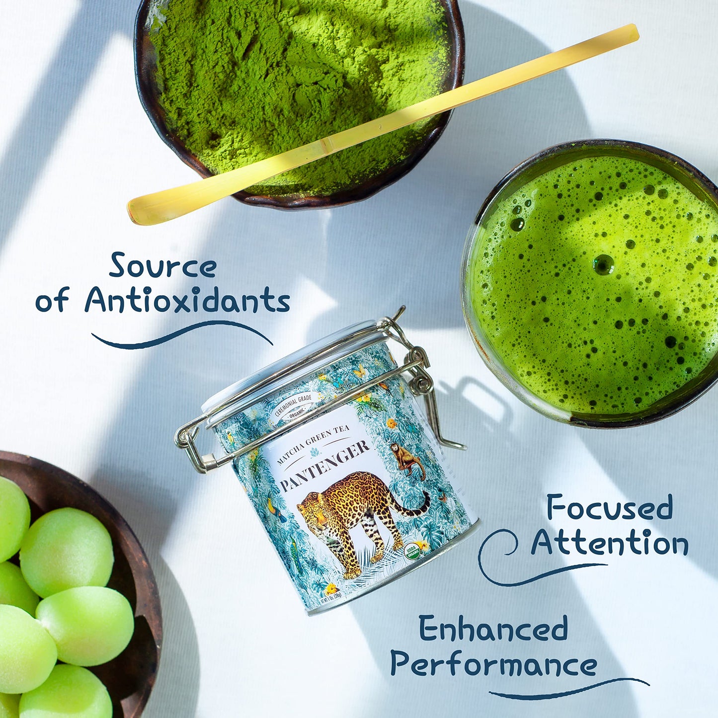 Pantenger Organic Ceremonial Grade Matcha - First Harvest, Hand Picked, 1 Ounce