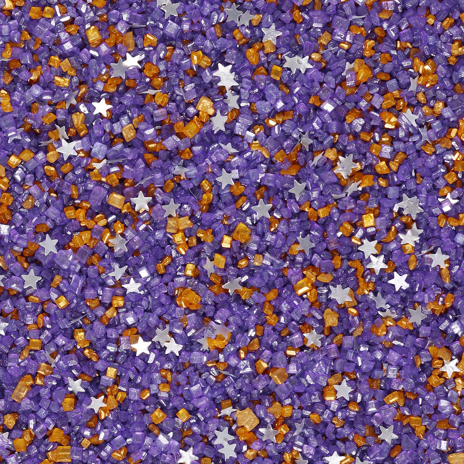 Sanding Sugar Edible Silver Glitter Stars Mix, Edible Purple Gold Sugar Sprinkles for Cake Decorating, Cupcake Toppers Cookie De