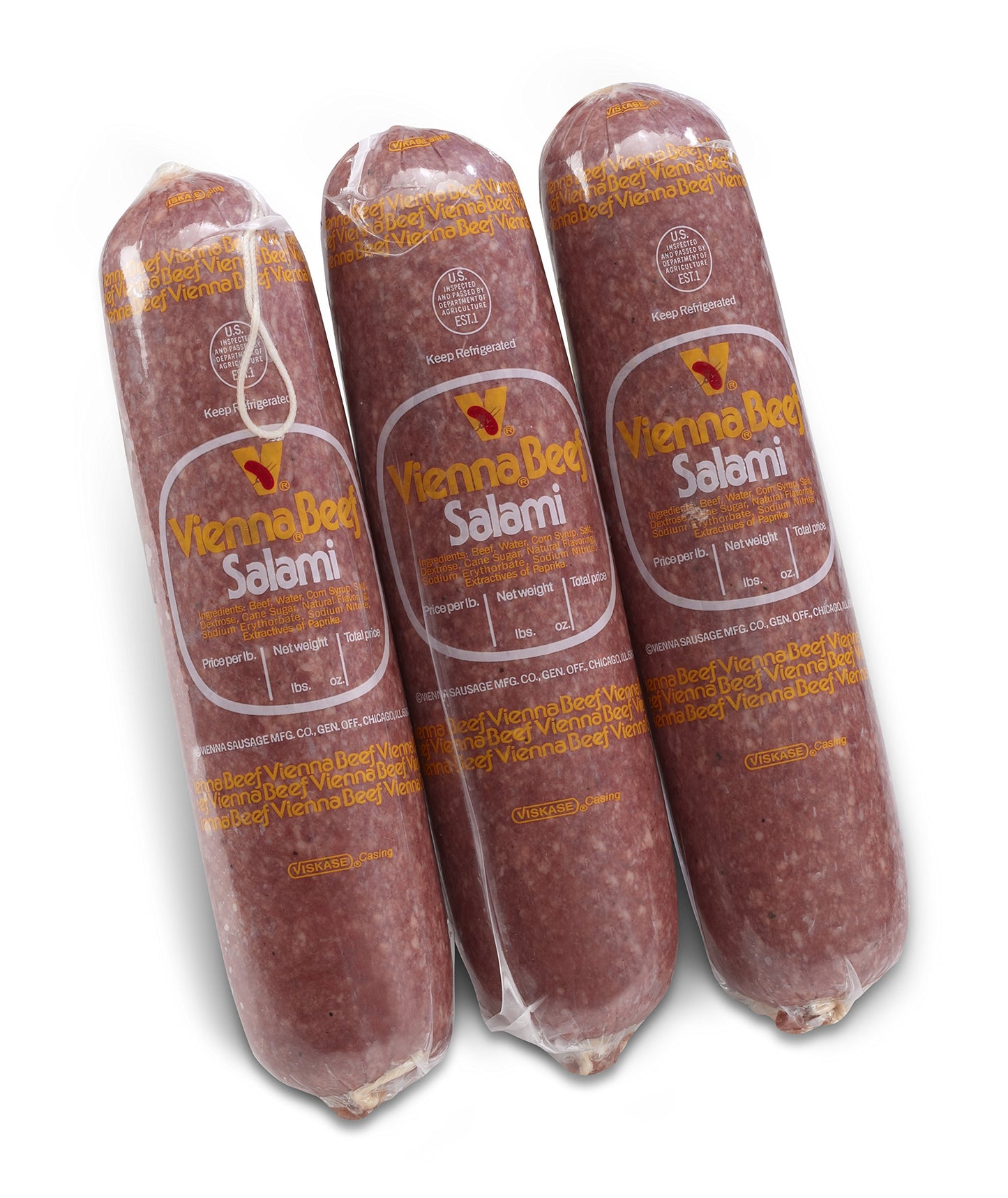 Vienna Beef Soft Salami 2 lbs (Pack of 3) - Premium Quality Deli Meat