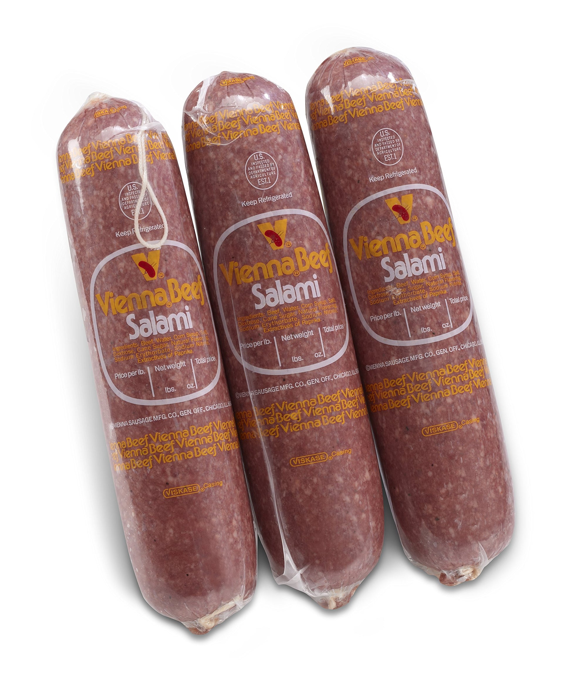 Vienna Beef Soft Salami 2 lbs (Pack of 3) - Premium Quality Deli Meat