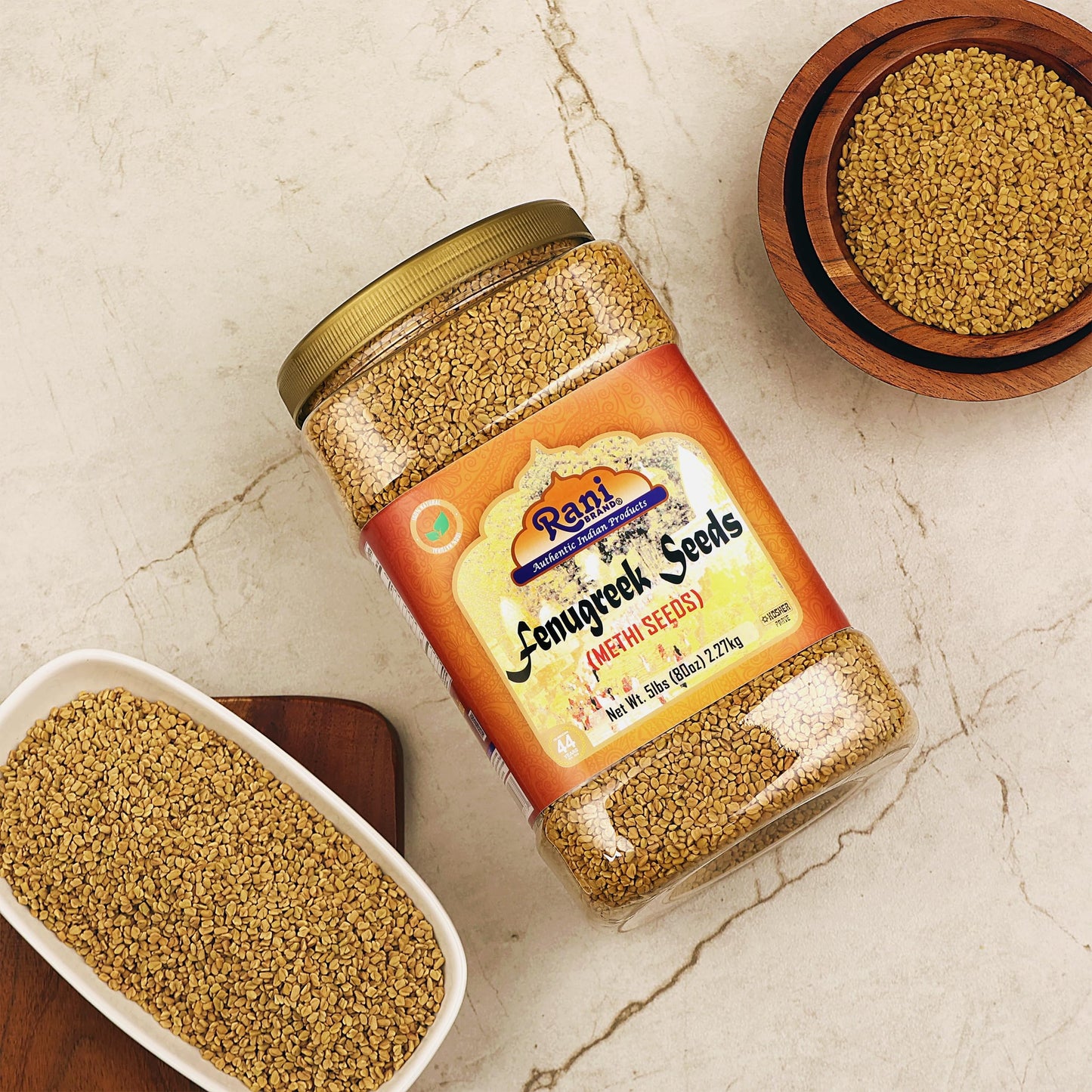 Rani Fenugreek (Methi) Seeds Whole 80Oz (5Lbs) 2.27Kg Bulk Pet Jar, Trigonella Foenum Graecum ~ All Natural | Vegan | Gluten Fri