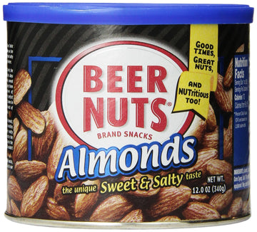 BEER NUTS Almonds - 12 oz. Can, Pack of 1, Perfect Snack for Any Occasion
