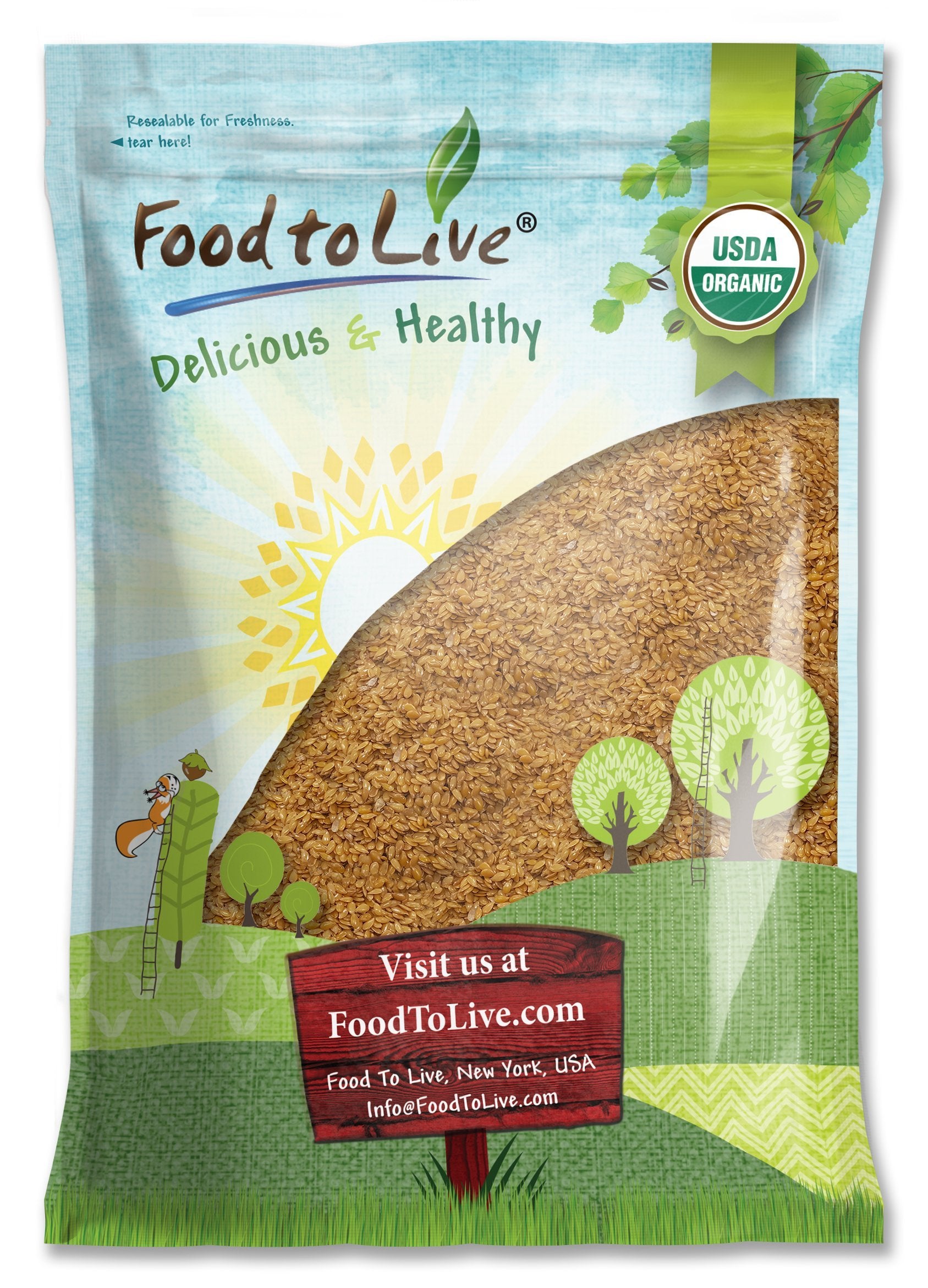 Food to Live Organic Golden Flax Seeds, 12 Pounds - Whole Raw, Non-GMO, Kosher, Vegan, Bulk. Rich in Omega-3 Fatty Acids, Protei