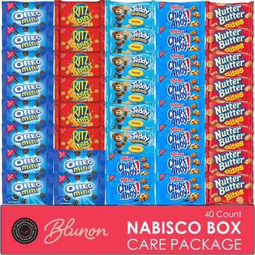 Oreo, Chips Ahoy, Ritz, Nutter Butter, Teddy Grahams Variety Pack - Nabisco Cookies Assortment Bulk - Care Package Gift Box (40 