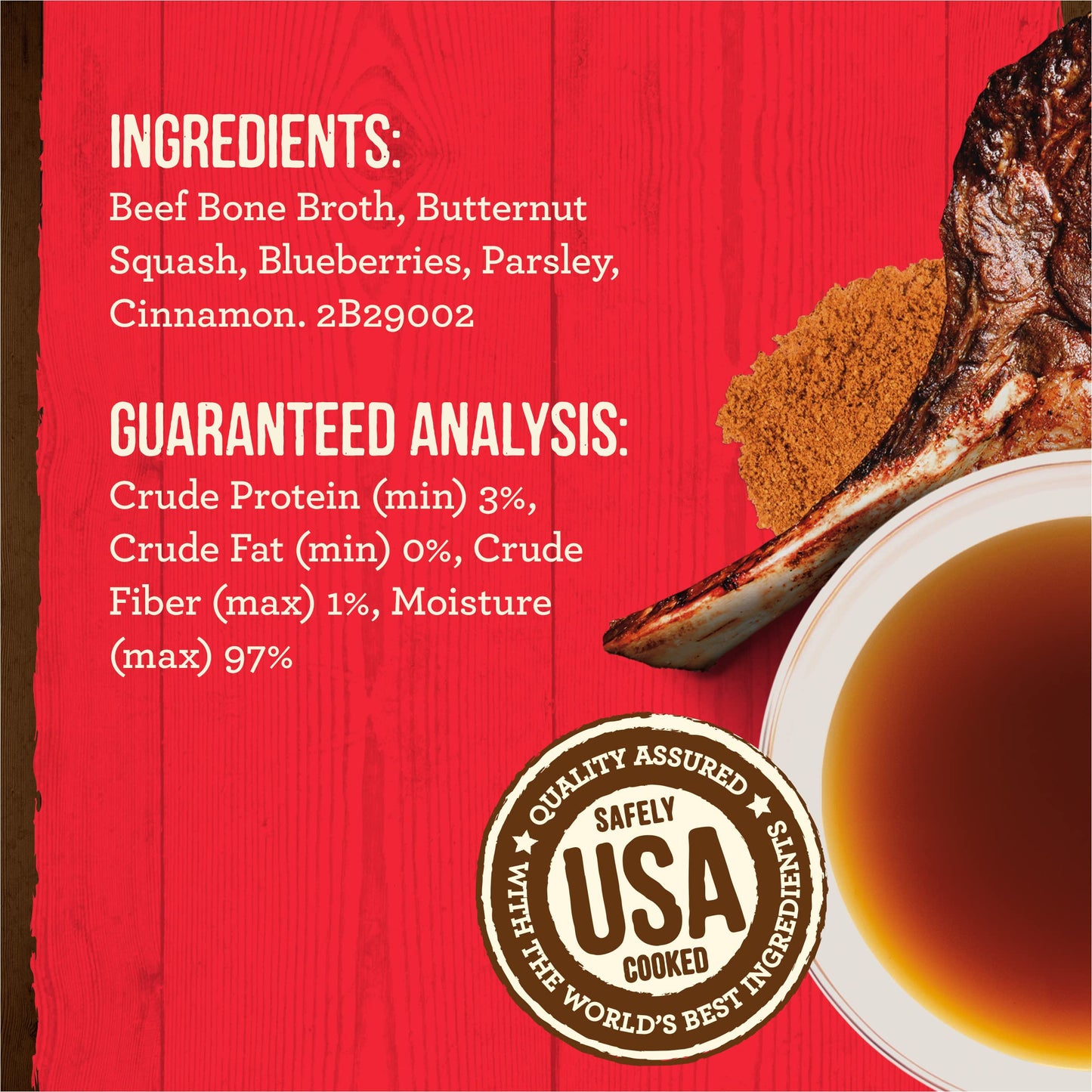 Merrick Grain Free Bone Broth, Enhanced Human Grade And Gluten Free Dog And Cat Food Topper Pouches, Beef - 16 Oz. Pouch