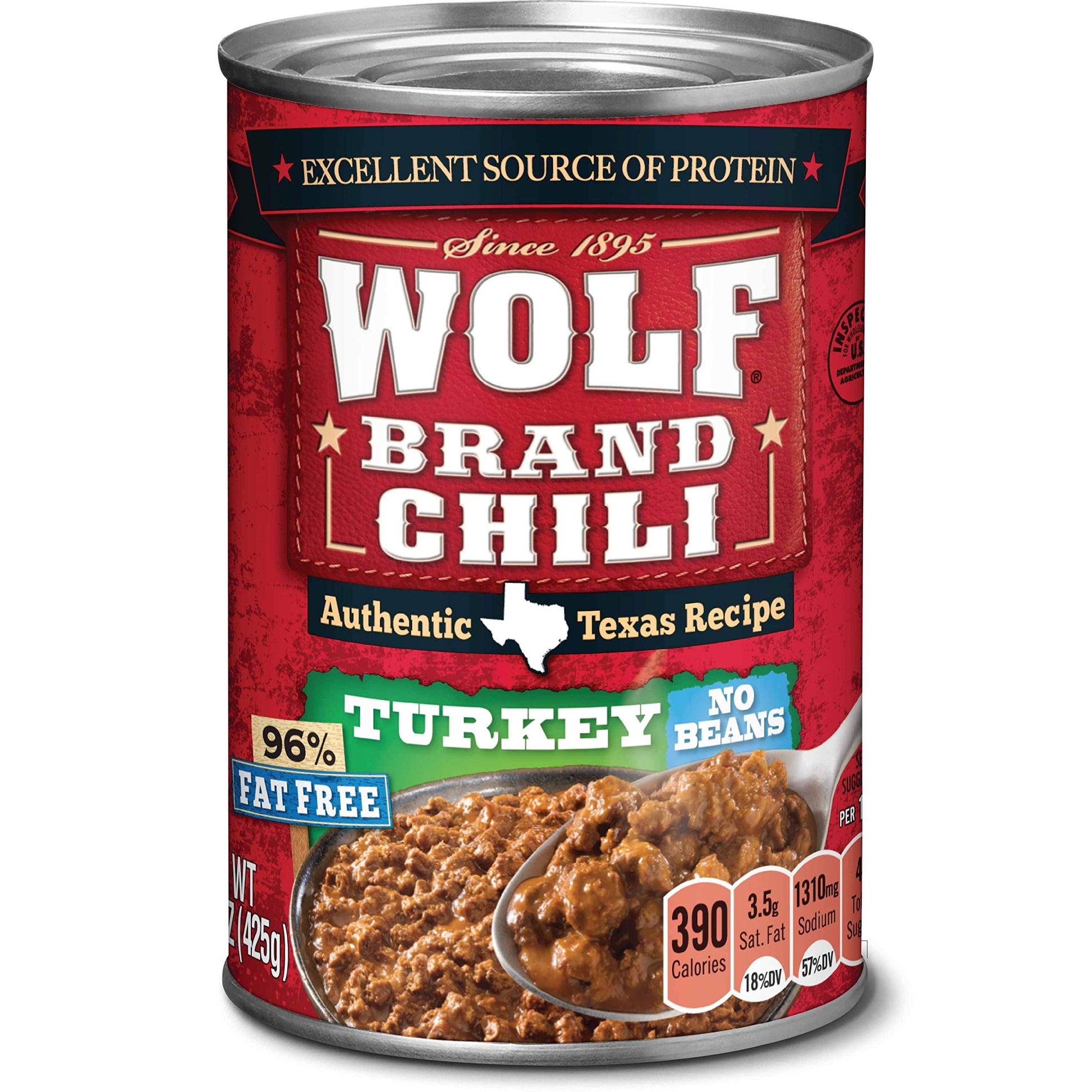 WOLF BRAND Turkey Chili Without Beans, 96% Fat Free, 15 oz. (Pack of 12)