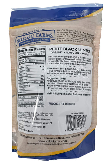 Shiloh Farms - Organic Petite Black Lentils 16 Oz - 2 Pack