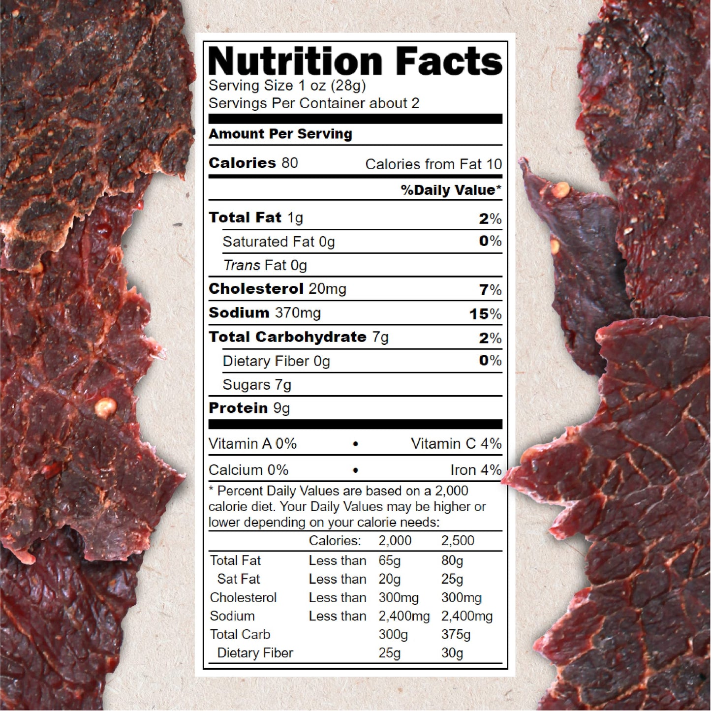 Hardtimes Beef Jerky - Teriyaki Flavor - 4 Pack of 2.25 oz. Bags