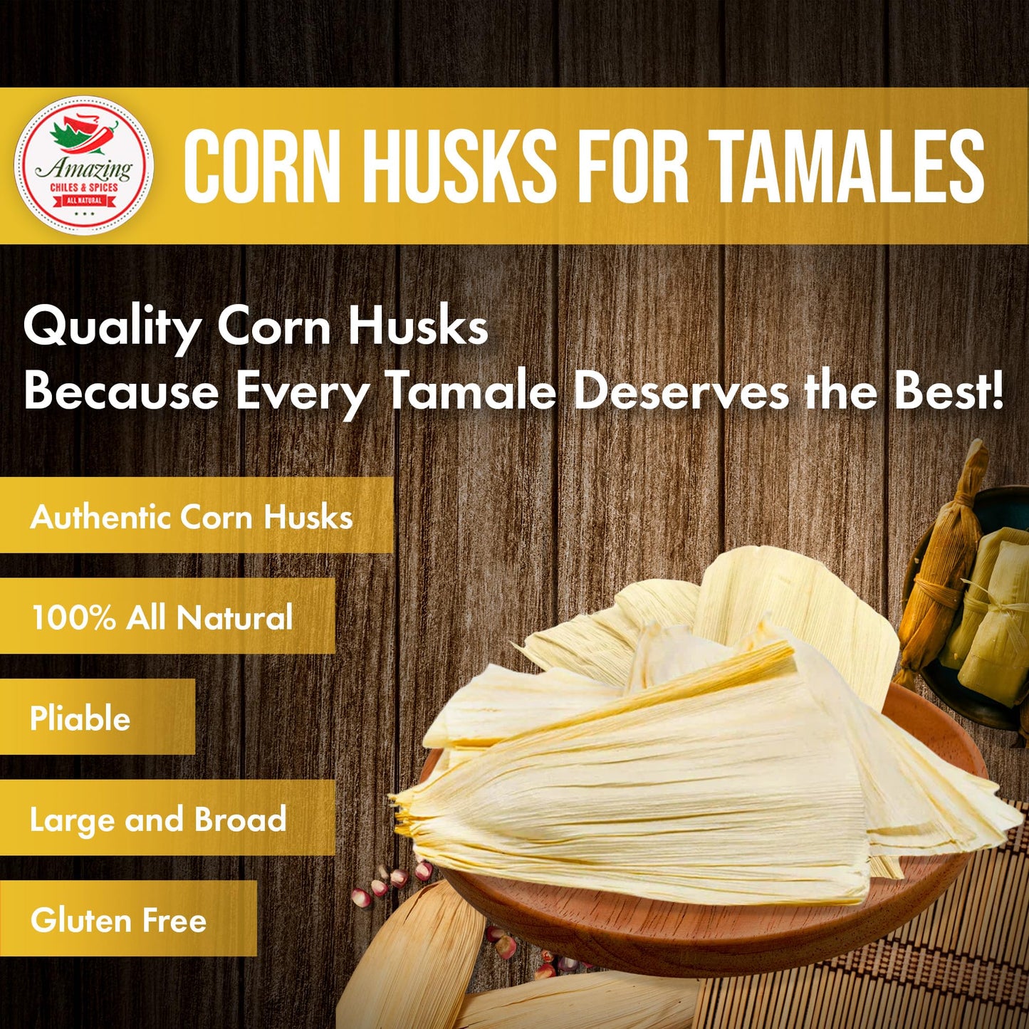 Corn Husks For Tamales 1 Lb (16Oz) - Natural And Premium Dried Corn Husk Tamale Wrappers | Perfect Hojas Para Tamal For Authenti