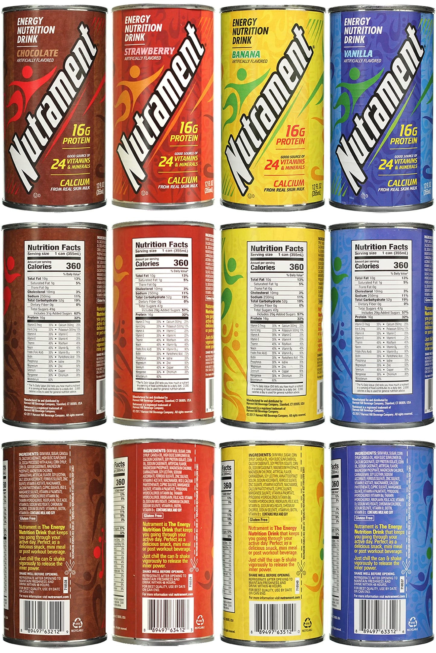 Nutrament Nutritional Drink Meal Replacement Energy Nutrition 12 Fl Oz Pack of 8 Variety Pack
