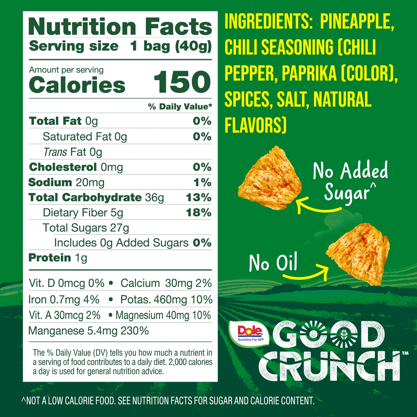 Dole Good Crunch Pineapple With Chili Dried Fruit Bites, Gluten Free & Vegan Snack, 1.4Oz Bags (Pack Of 6)
