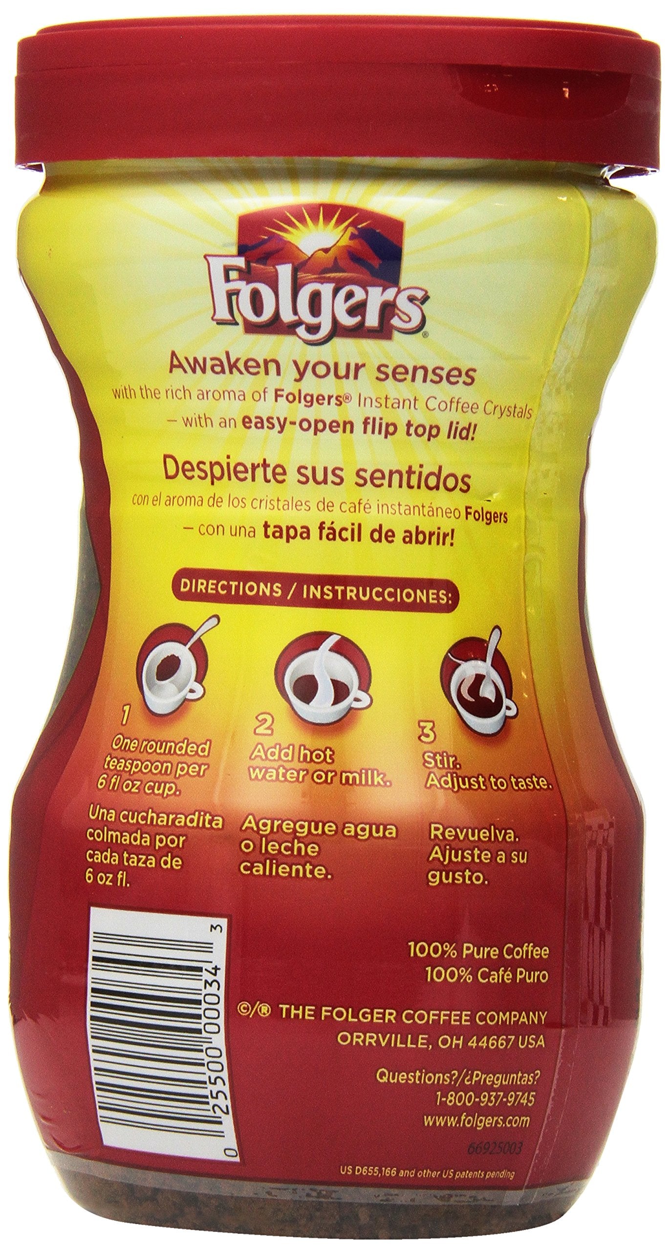 Folgers Classic Roast Instant Coffee, 8 Ounce (Pack Of 3)