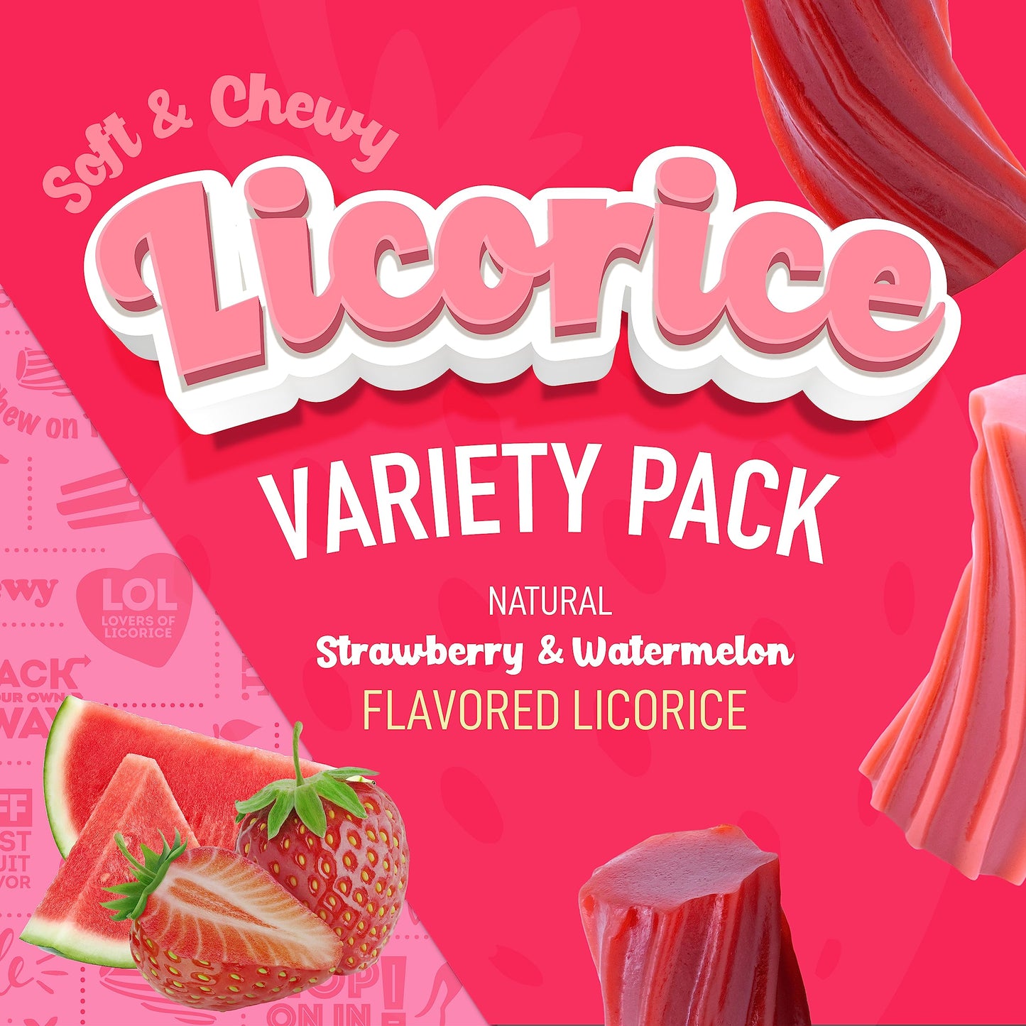 Wiley Wallaby 24 Ounce Classic Red & Watermelon Classic Gourmet Australian Style Soft & Chewy Licorice Candy Variety Pack Twists