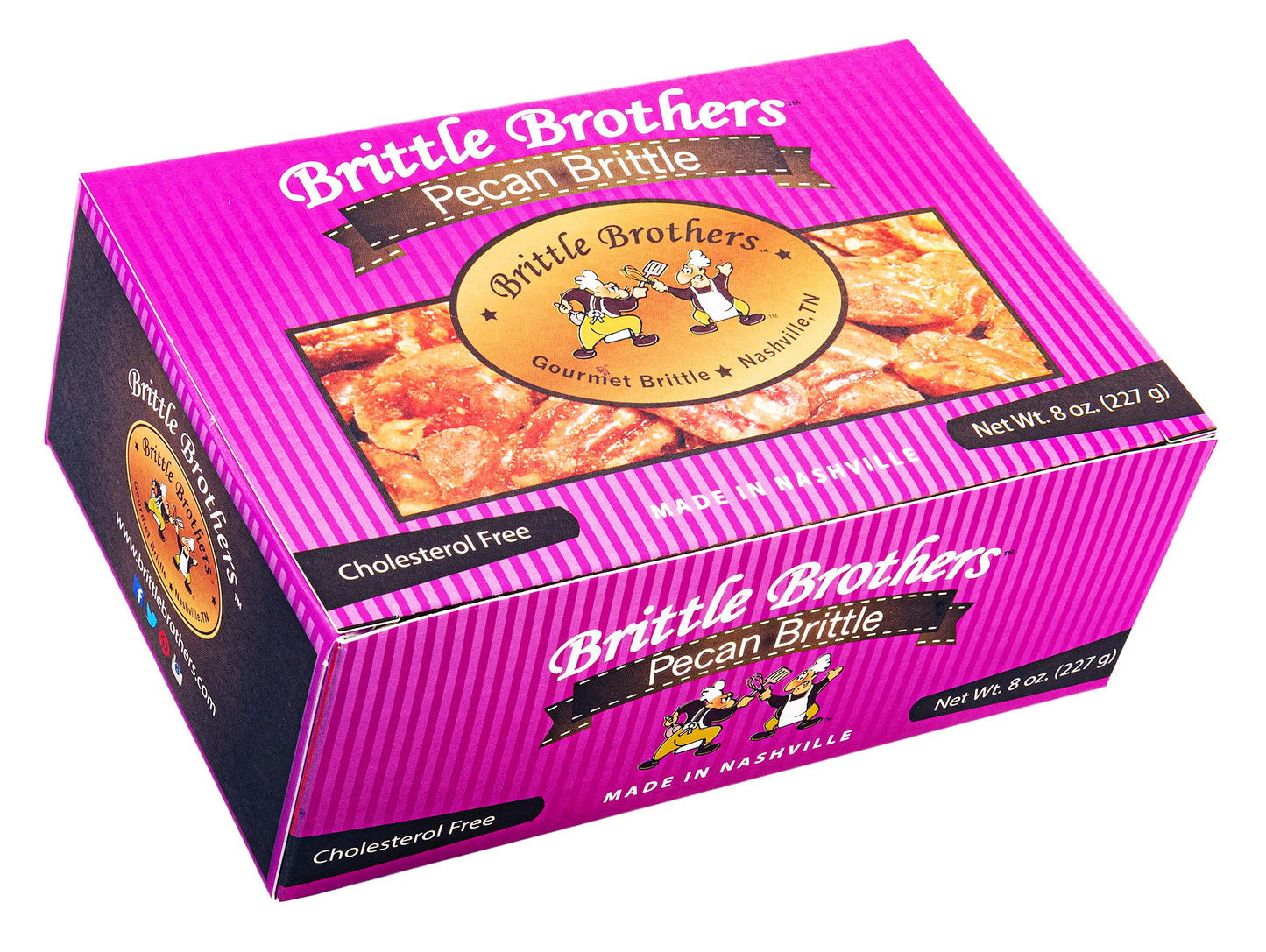 Brittle Brothers Pecan Brittle - 8 oz. Box : Voted #1-4xs more Nuts - Gift Pack Cashew Pecan Bacon Corporate Christmas Mother Fa