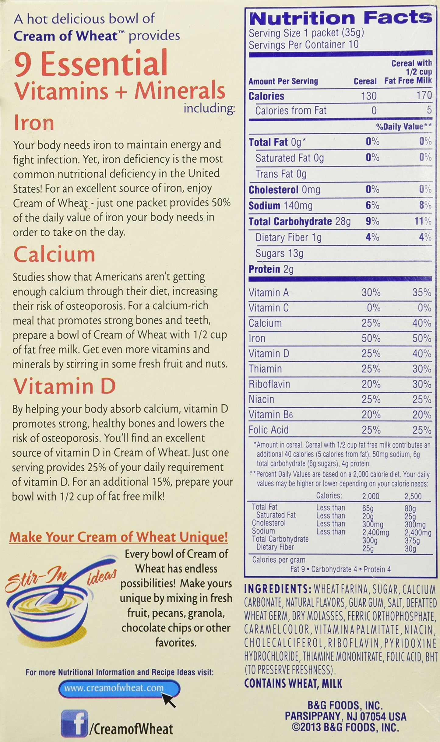 Cream Of Wheat Instant Hot Cereal, Maple Brown Sugar, 1.23 Ounce, 10 Packets