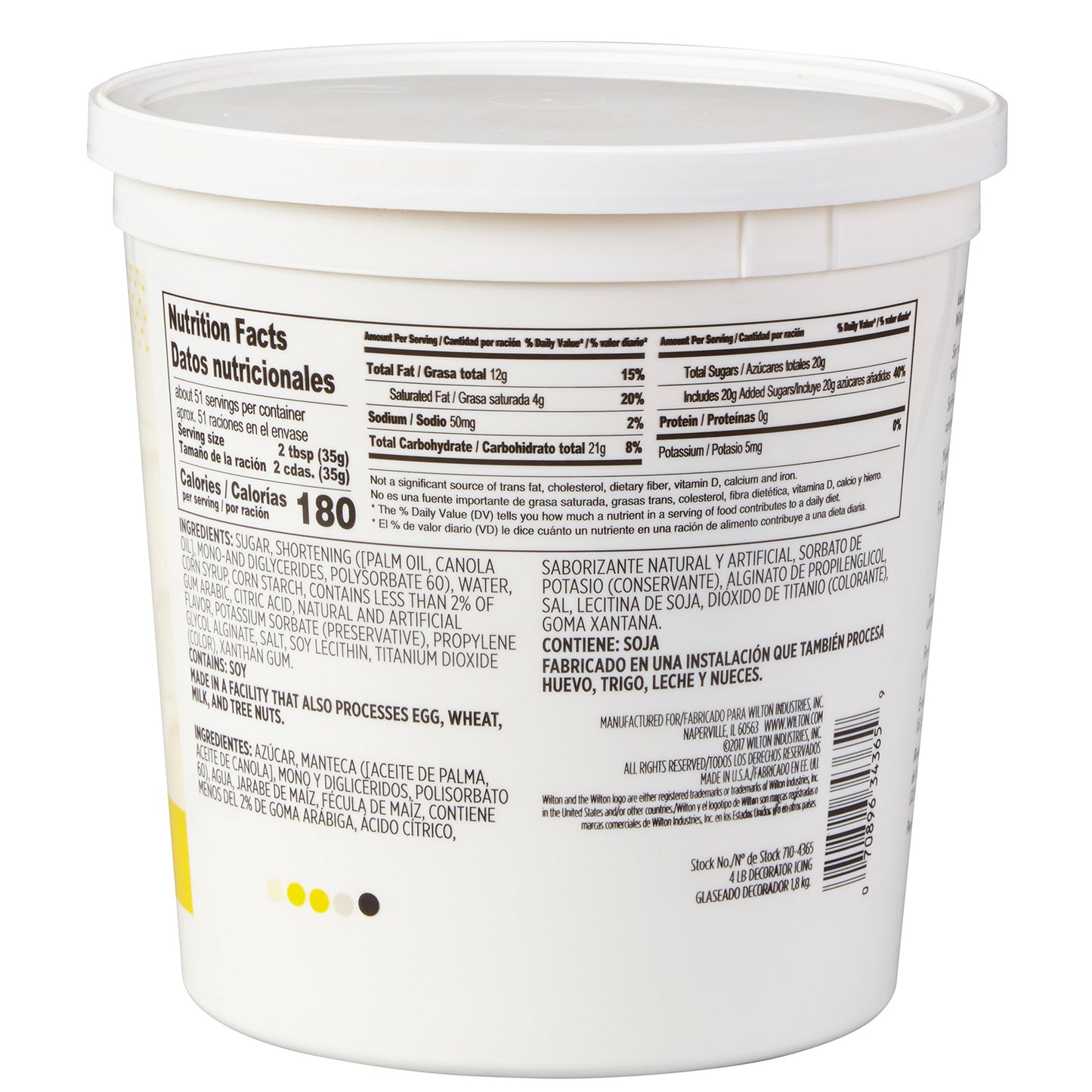 Wilton Creamy White Decorator Icing,Medium Consistency,4 lb. Tub, Cake Decorating Supplies