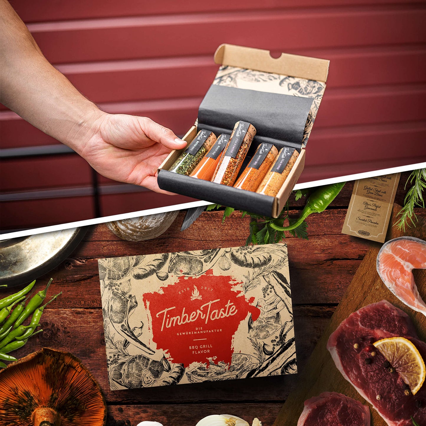 Timber Taste Bbq Spice Rub Gift Set - Bbq Seasonings And Rubs - From Somkey To Spicy Grill Seasonings For Dad Or Him - Grill Spi