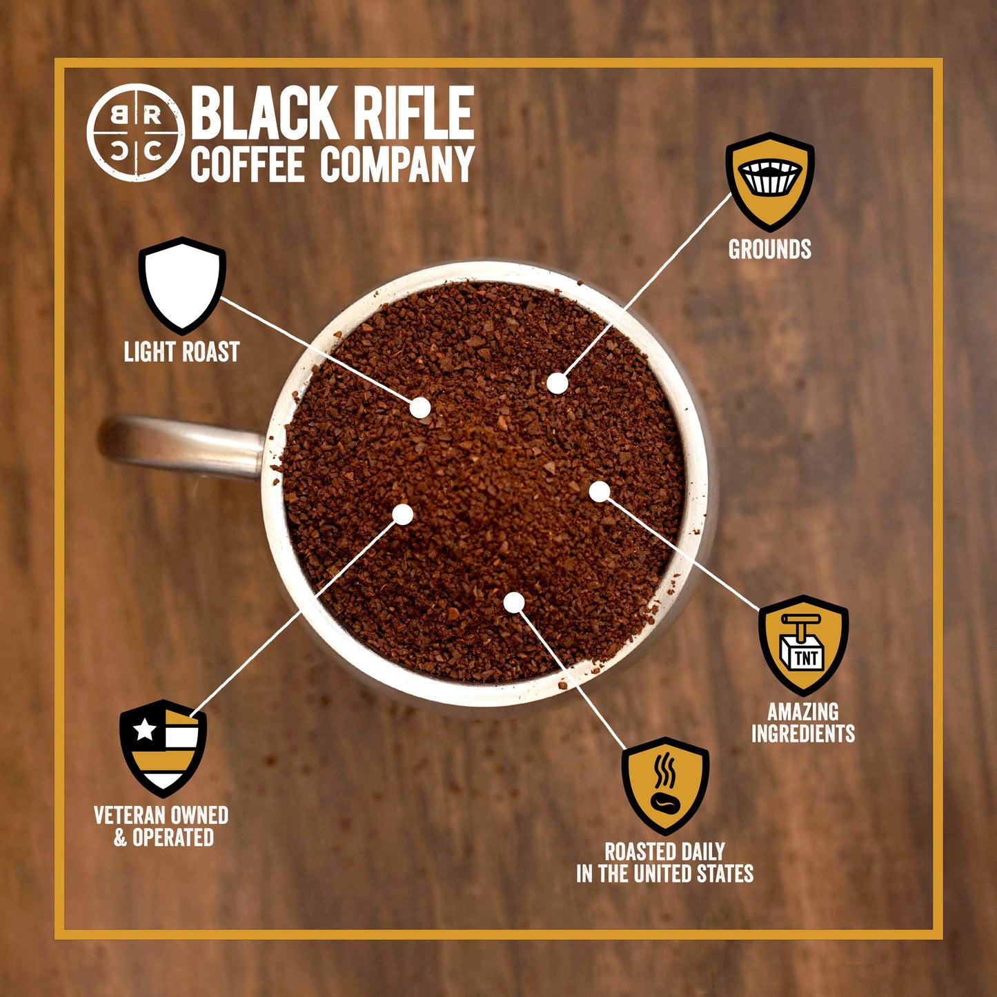 Black   Coffee Company Gunship Roast, 12Oz Bag, Ground Coffee Light Roast - Roasted Blend Made From Arabica Beans - Colombian & Brazilian Beans - Veteran Founded & American Made