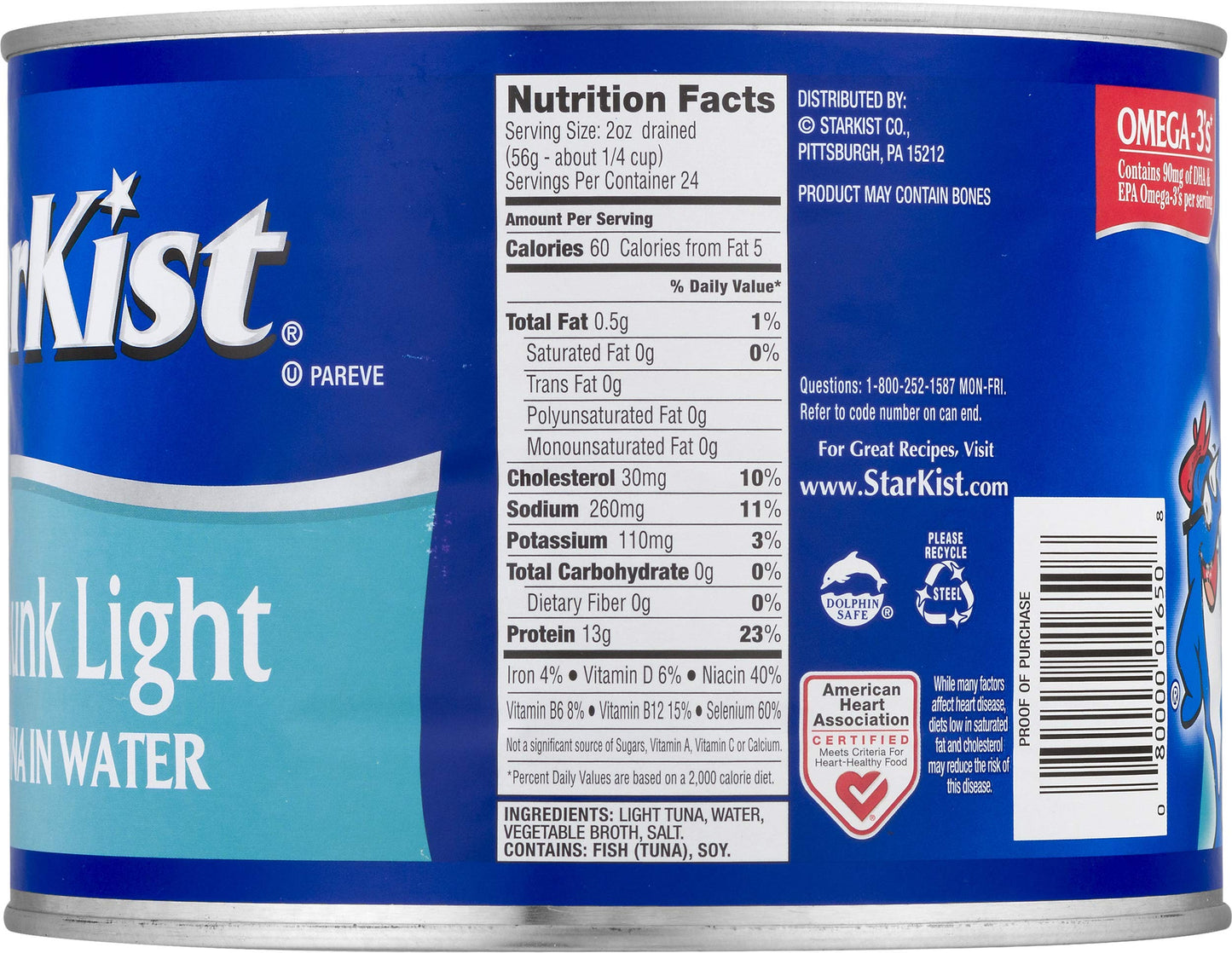 Starkist Chunk Light Tuna In Water, 66.5 Oz, Pack Of 6