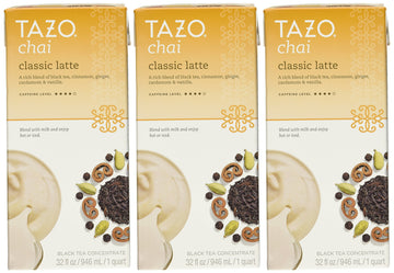 Tazo Chai Natural Spiced Black Tea Latte Concentrate 32-Ounce Boxes (Pack Of 3)